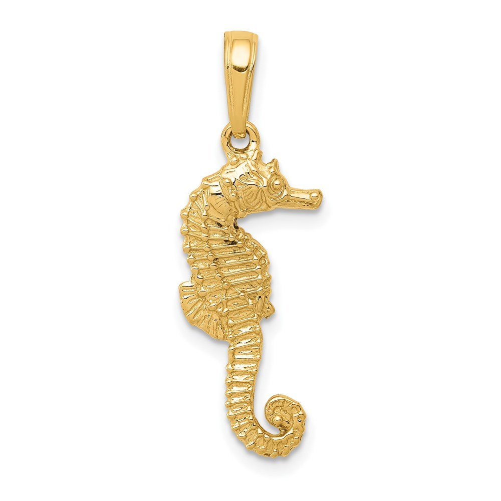 14k Yellow Gold Nautical Sea Life Seahorse Necklace Charm Pendant